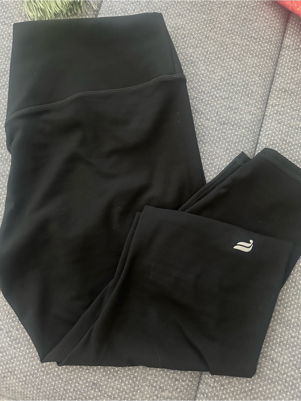 Fabletics Black Pureluxe Leggings with Silver Logo